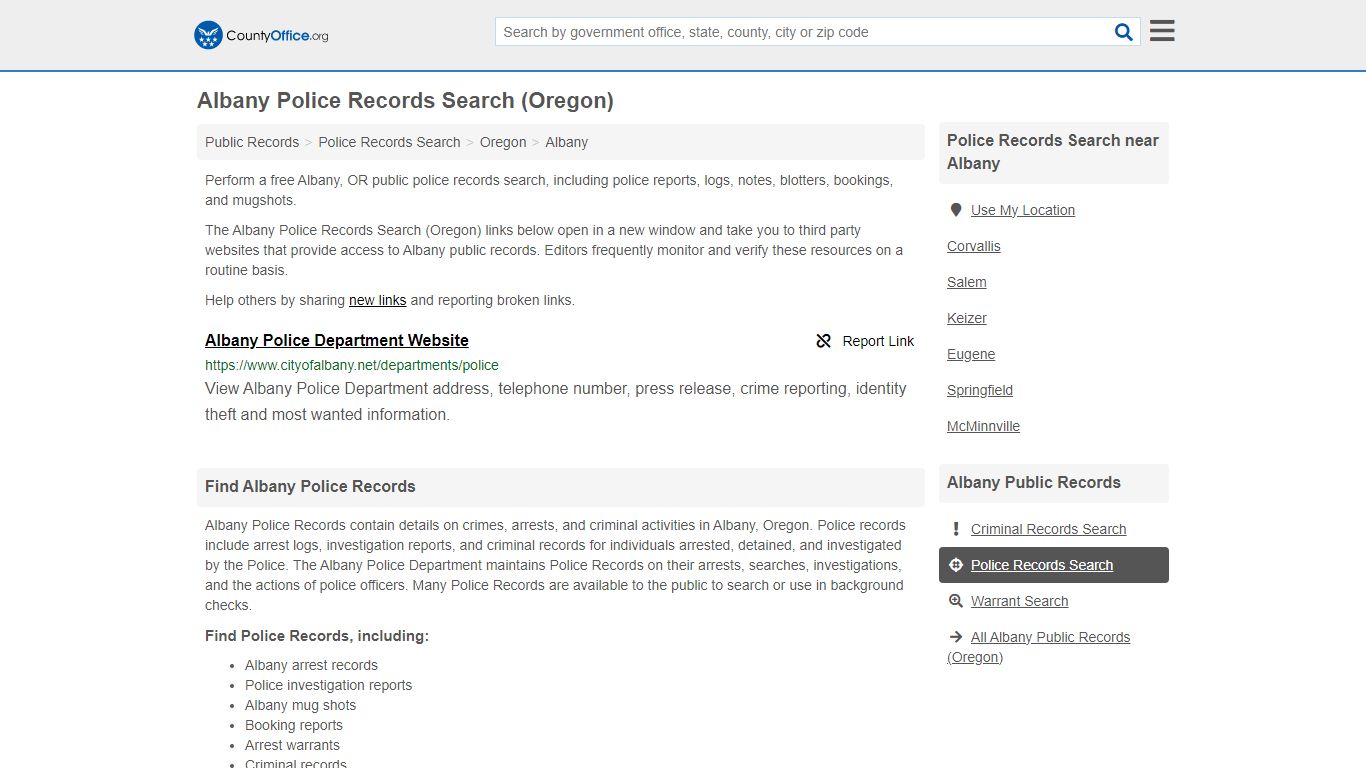 Police Records Search - Albany, OR (Accidents & Arrest Records)