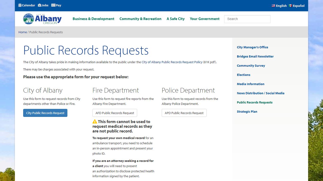 Public Records Requests - City of Albany, Oregon