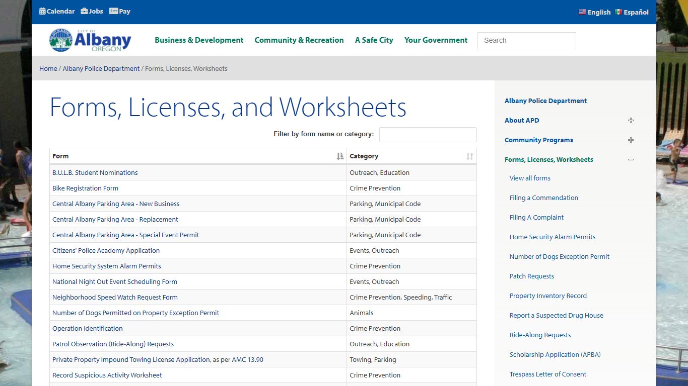 Forms, Licenses, Worksheets - City of Albany, Oregon